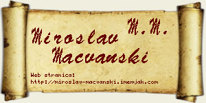 Miroslav Mačvanski vizit kartica